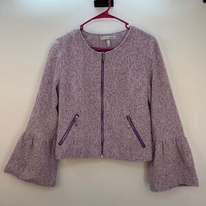 WD·NY Purple Tweed Bell Sleeve Jacket L 💜